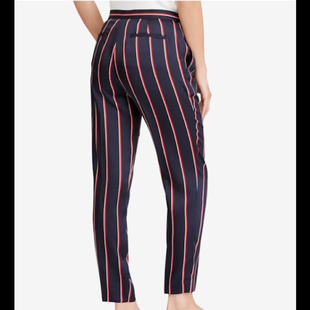 Lauren Ralph Lauren Navy/red striped satin pants
